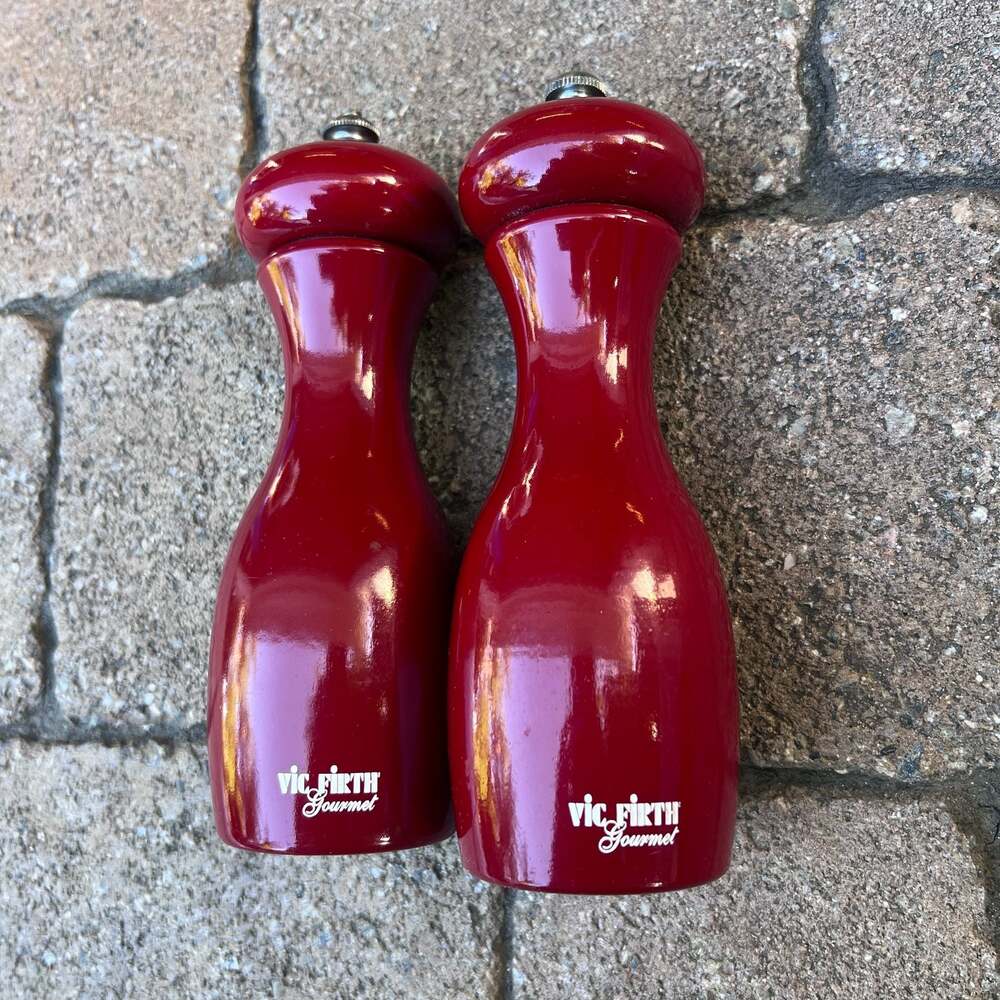 Vic Firth Gourmet Red Wooden Salt and Pepper Grinder Mill Set